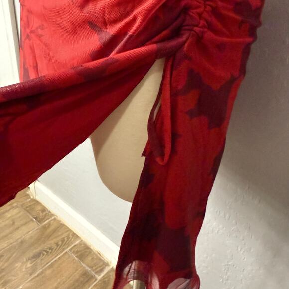 Princess Polly Donelli Mini Dress Burgundy, Red Floral, 6 - Picture 5 of 5